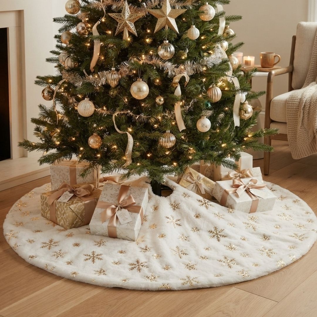 Pie de árbol copos dorado 119 cm