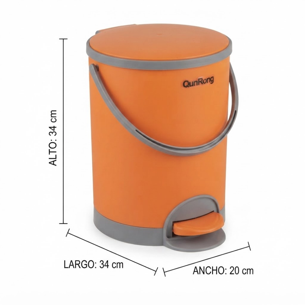 Bote de basura de plástico naranja