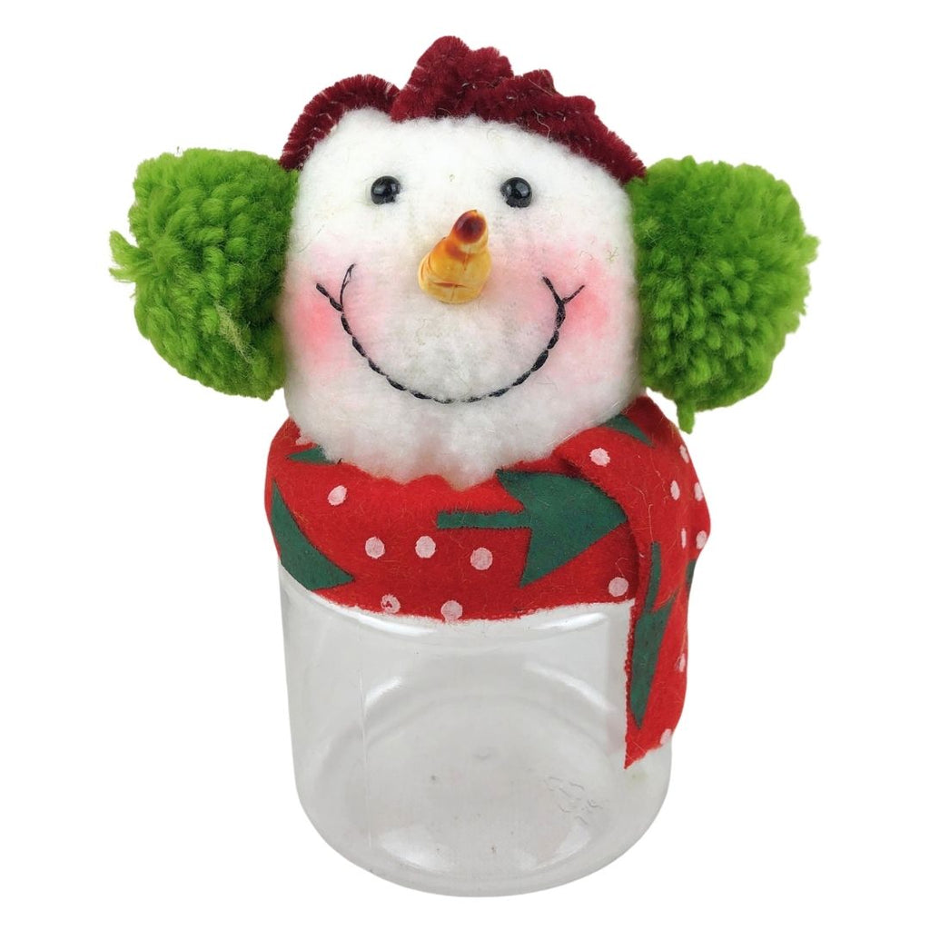 Tarro de dulces de plástico muñeco de nieve