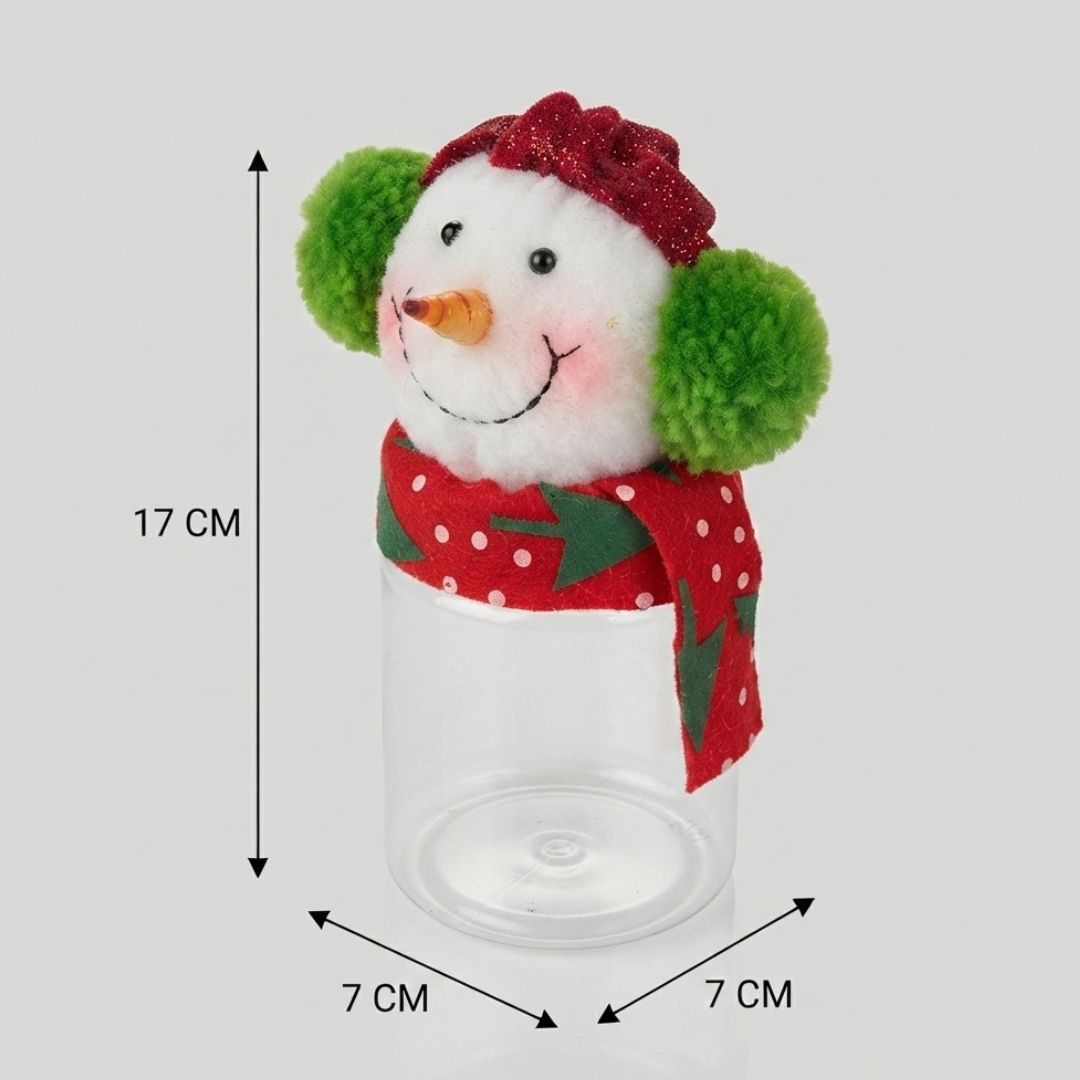 Tarro de dulces de plástico muñeco de nieve