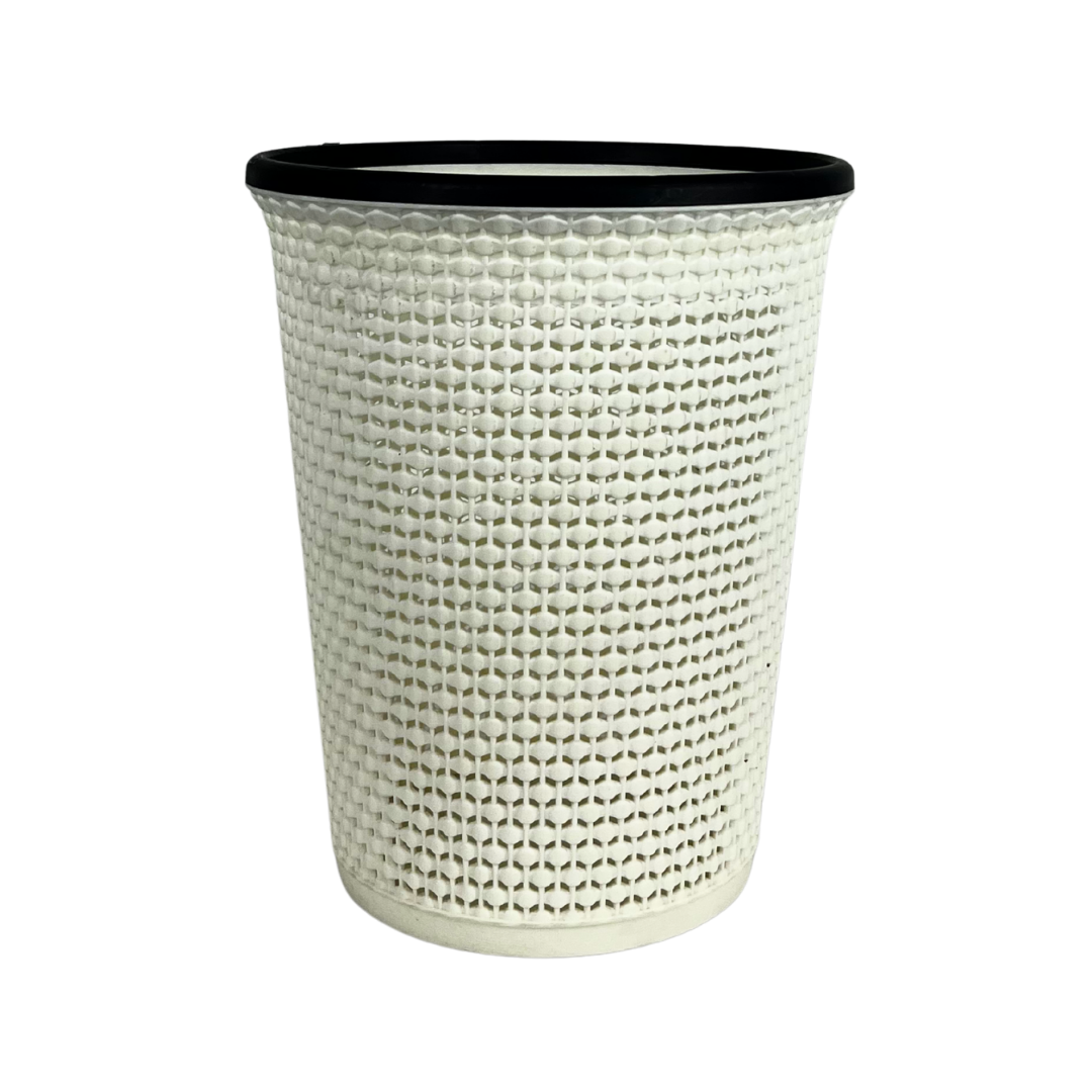 Bote de basura mimbre blanco