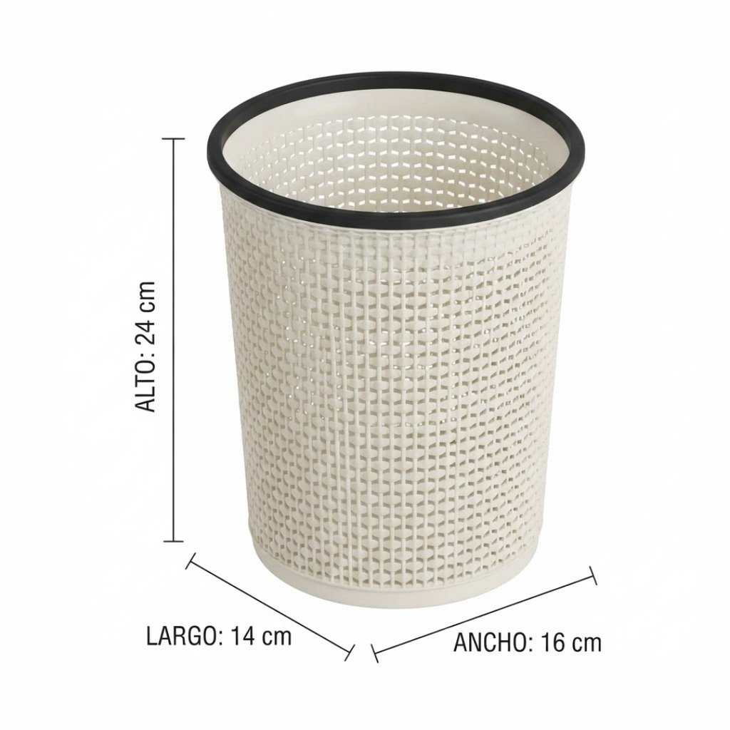 Bote de basura mimbre blanco