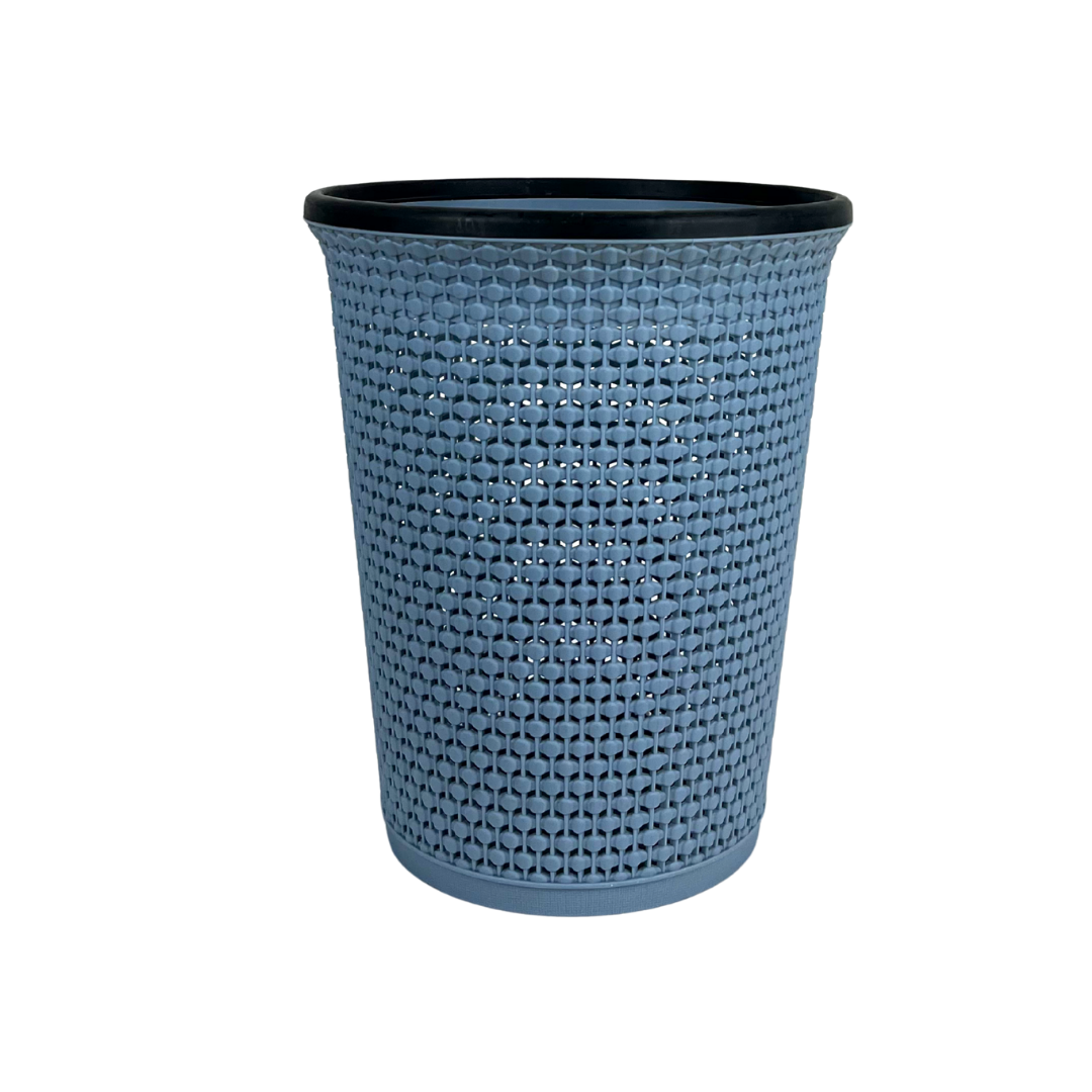 Bote de basura mimbre azul