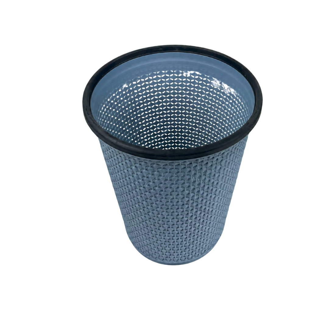 Bote de basura mimbre azul
