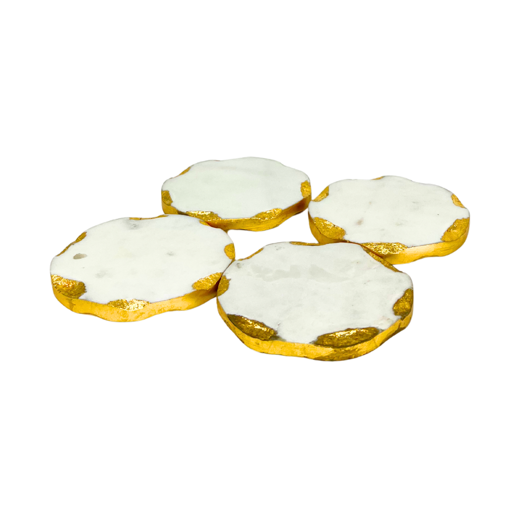 Set de porta vasos con borde dorado