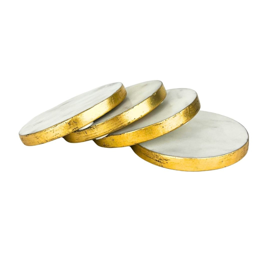 Set de 4 porta vasos mármol con dorado