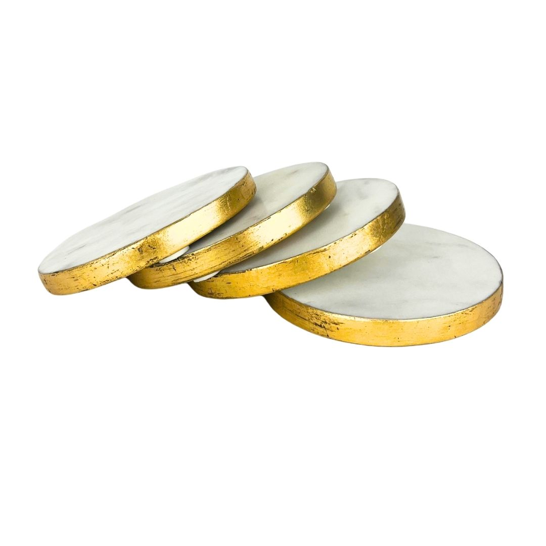 Set de 4 porta vasos mármol con dorado
