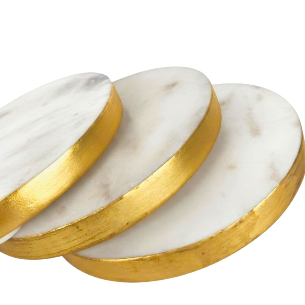 Set de 4 porta vasos mármol con dorado