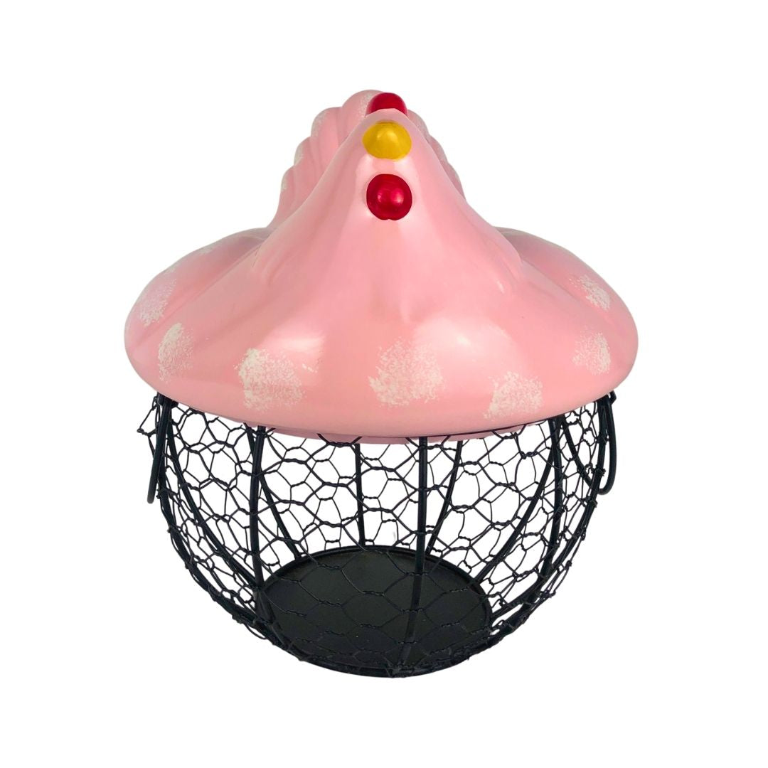 Canasta para huevos gallina rosa
