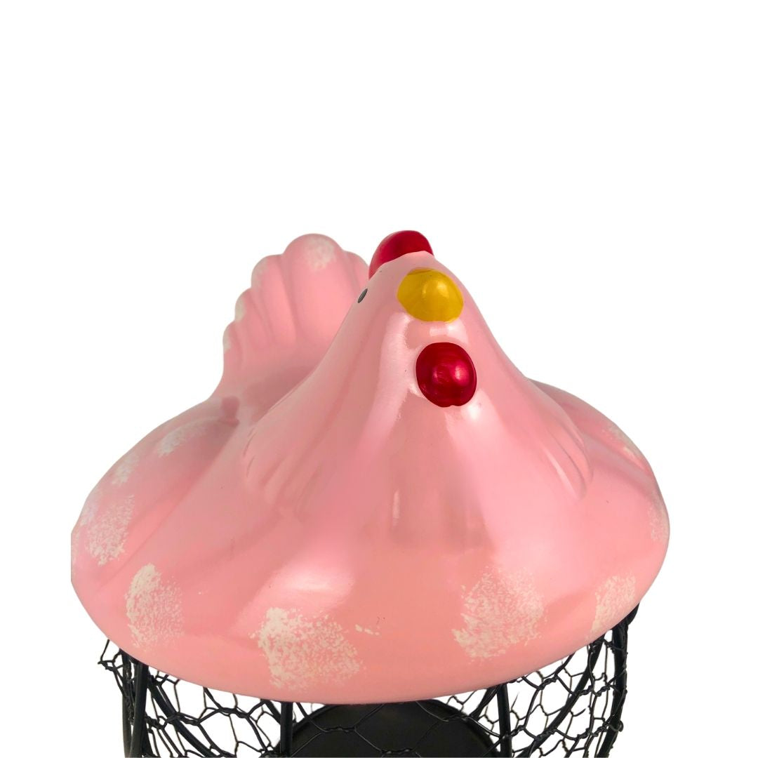 Canasta para huevos gallina rosa