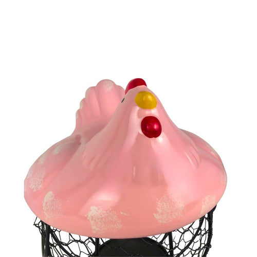 Canasta para huevos gallina rosa