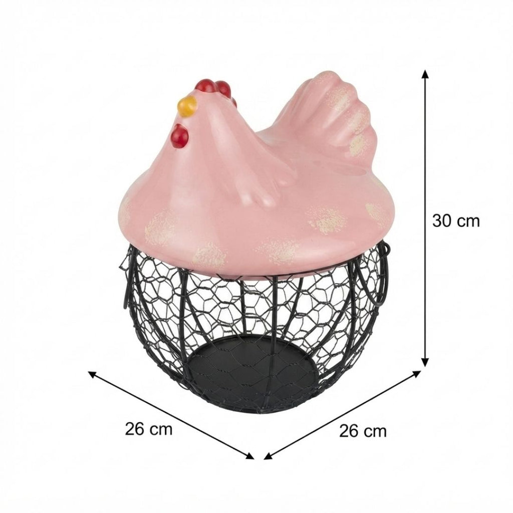 Canasta para huevos gallina rosa