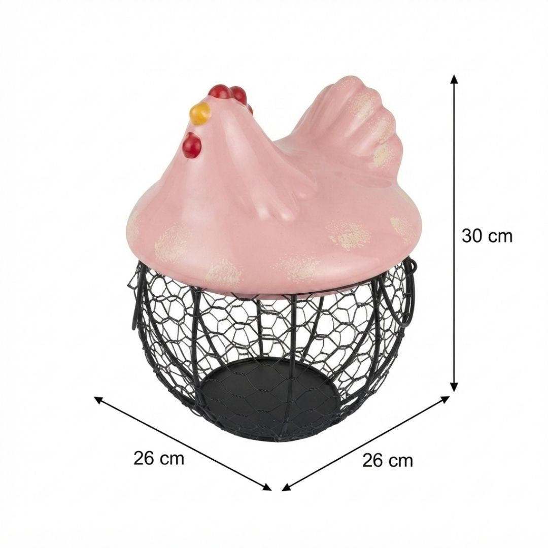 Canasta para huevos gallina rosa