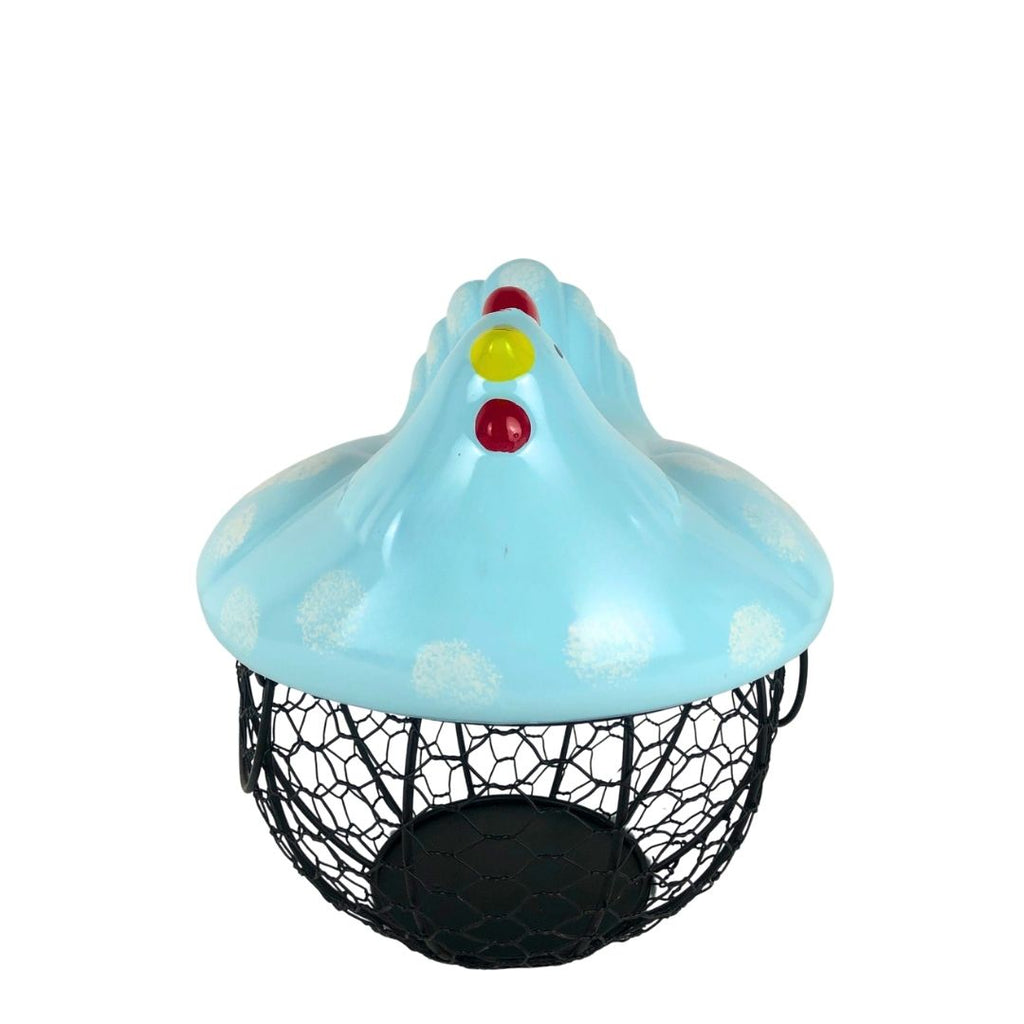 Canasta para huevos gallina azul
