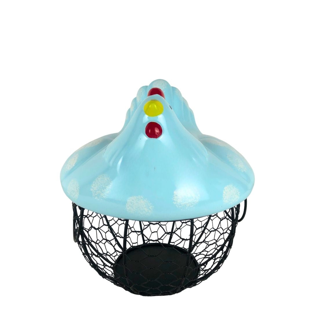 Canasta para huevos gallina azul