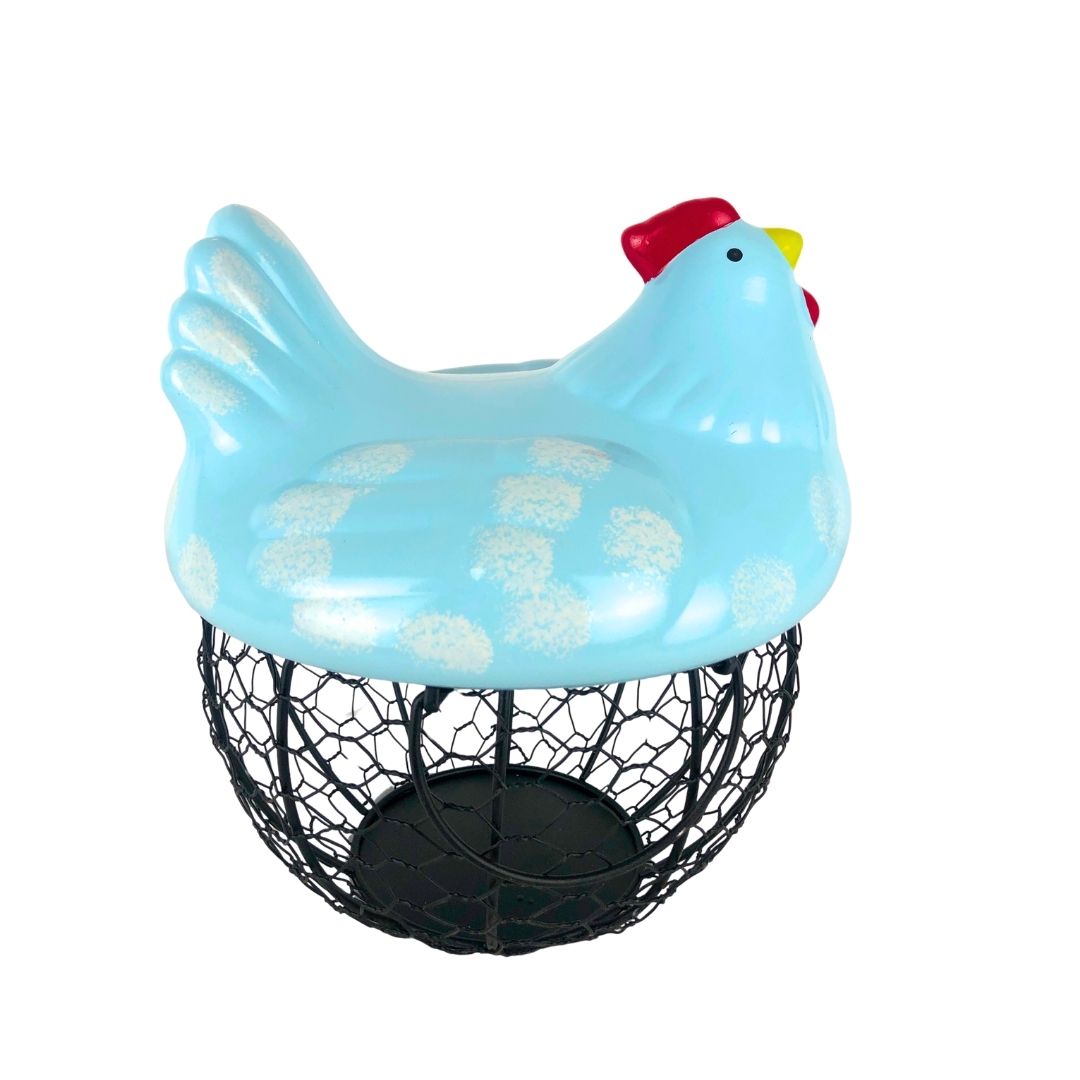 Canasta para huevos gallina azul