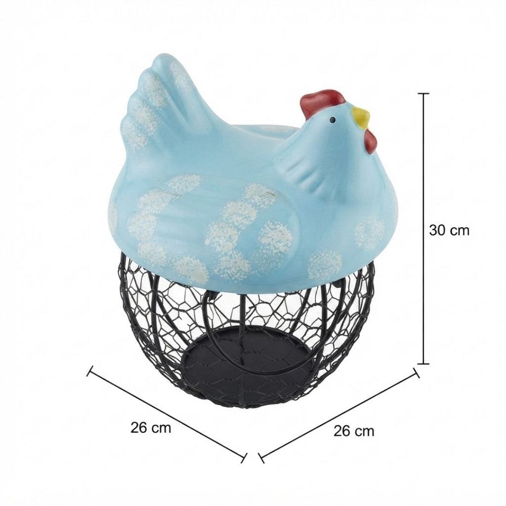 Canasta para huevos gallina azul