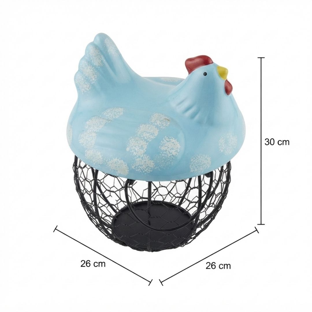 Canasta para huevos gallina azul