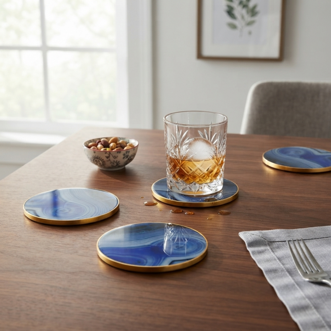 Set de 4 portavaso azul