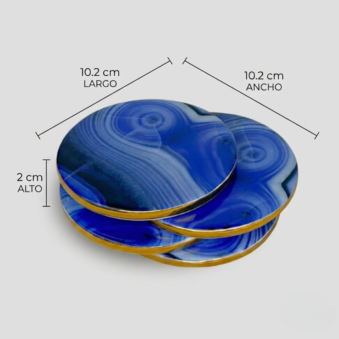 Set de 4 portavaso azul
