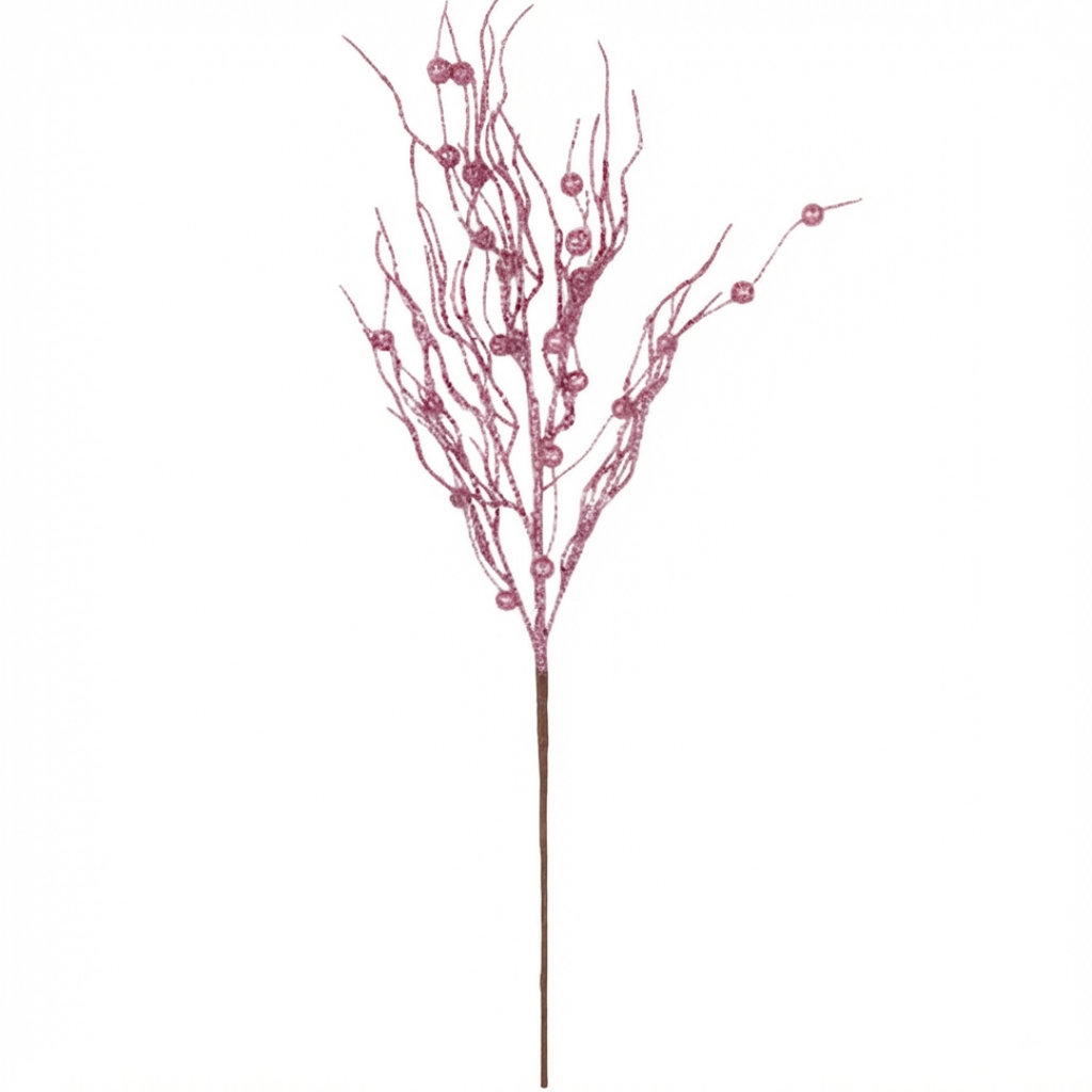 Rama artificial con glitter navideña espiral rosa