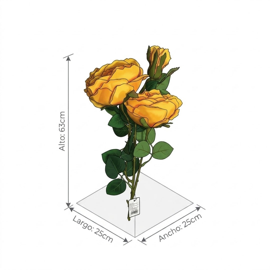 Set de 6 rosas naranja artificial