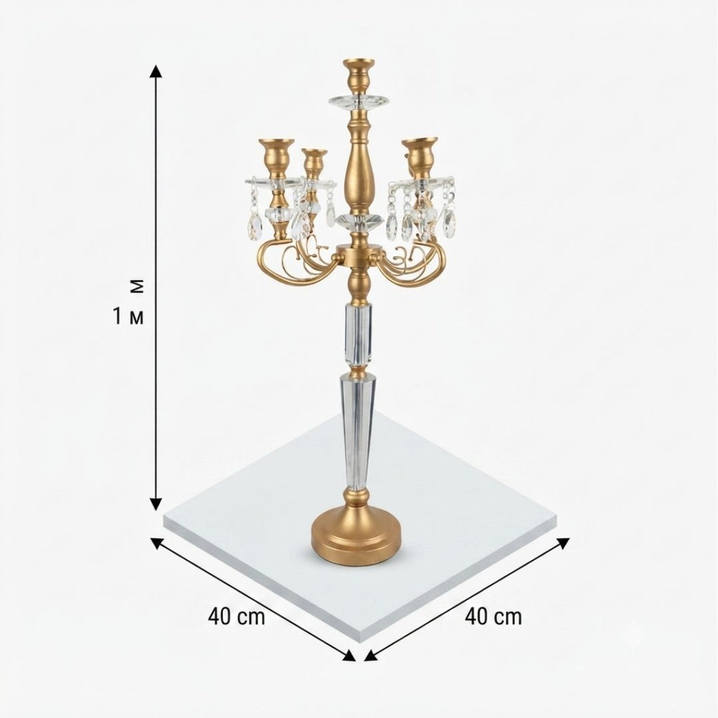 Candelabro gemas dorado