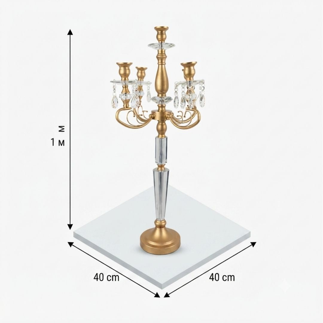 Candelabro gemas dorado