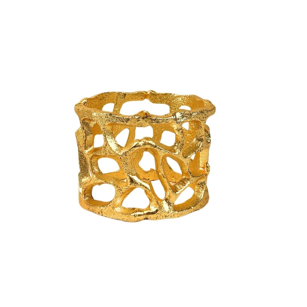 Juego de anillos coral dorado