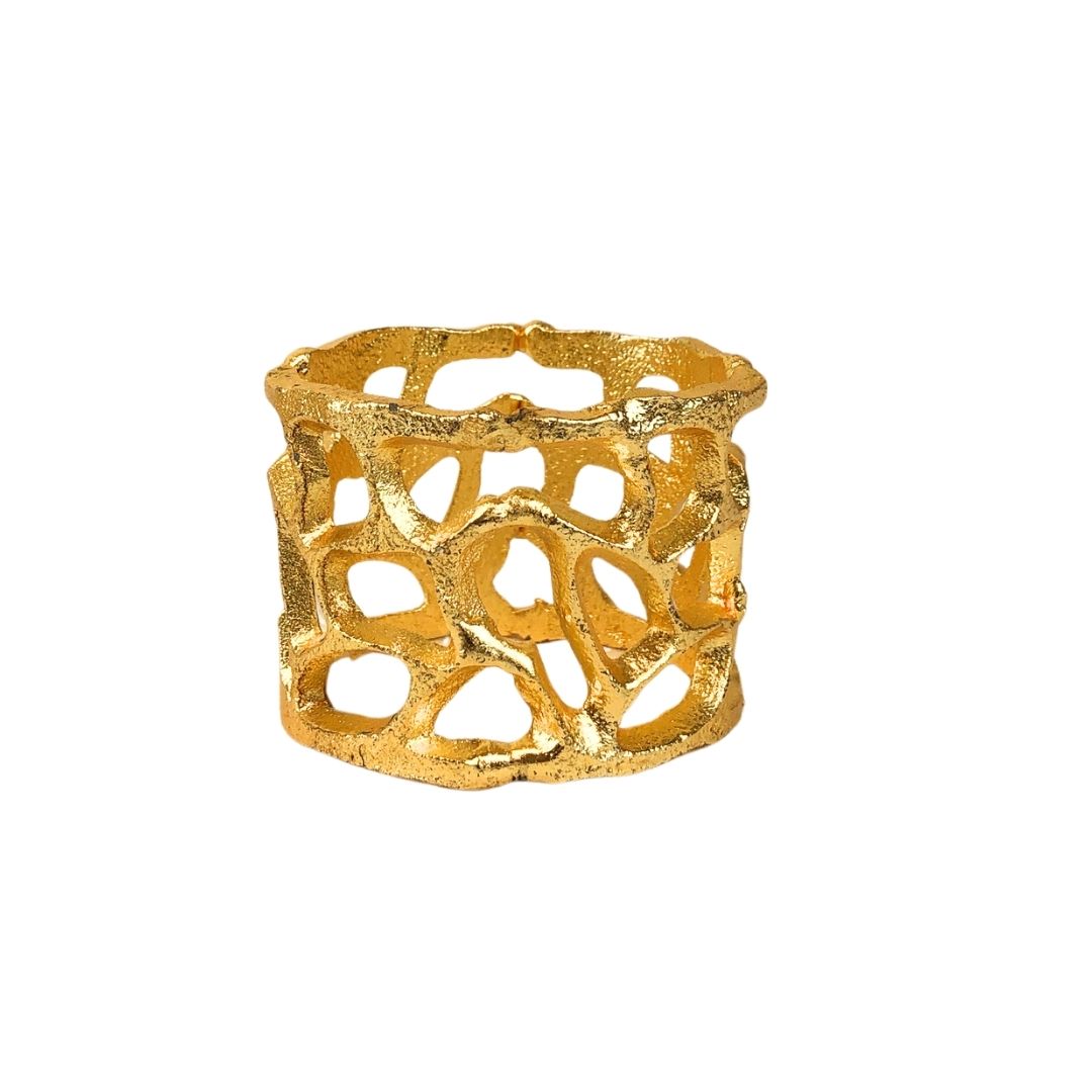 Juego de anillos coral dorado