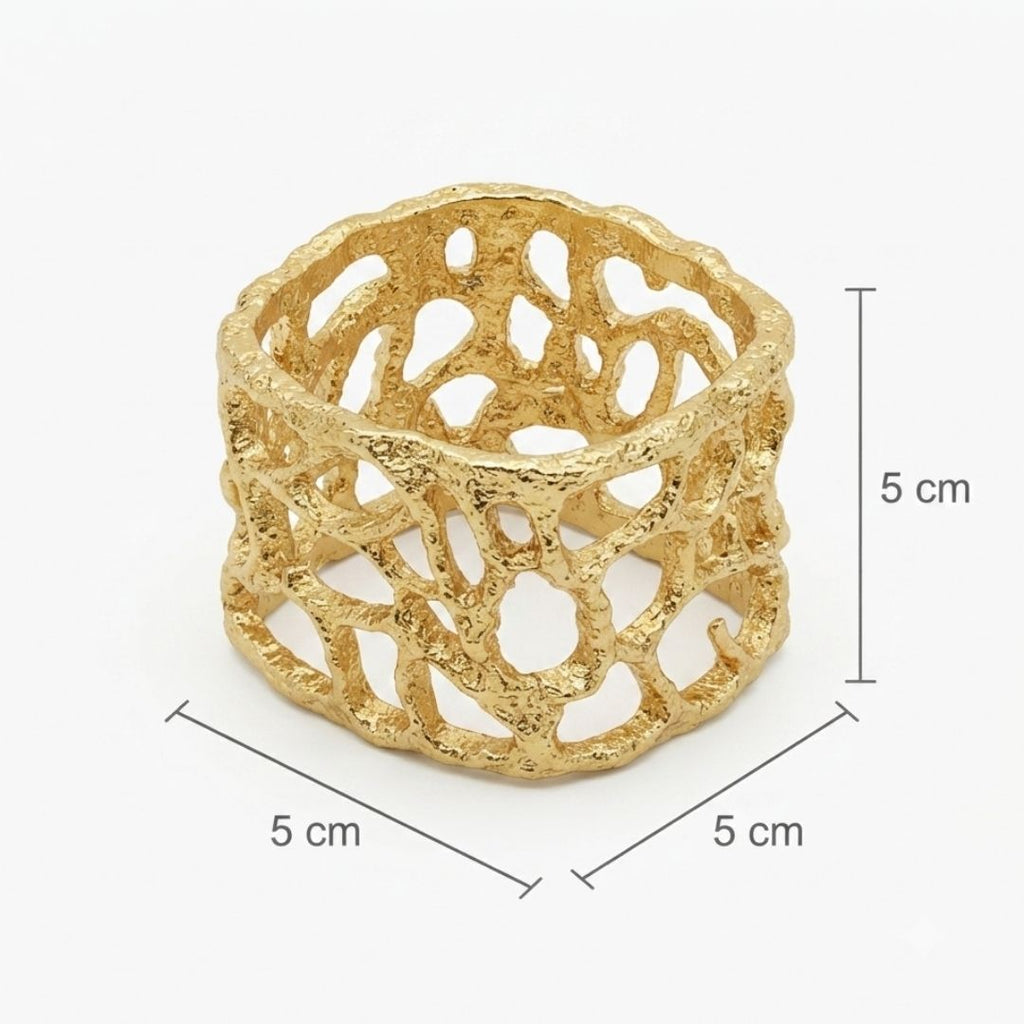 Juego de anillos coral dorado