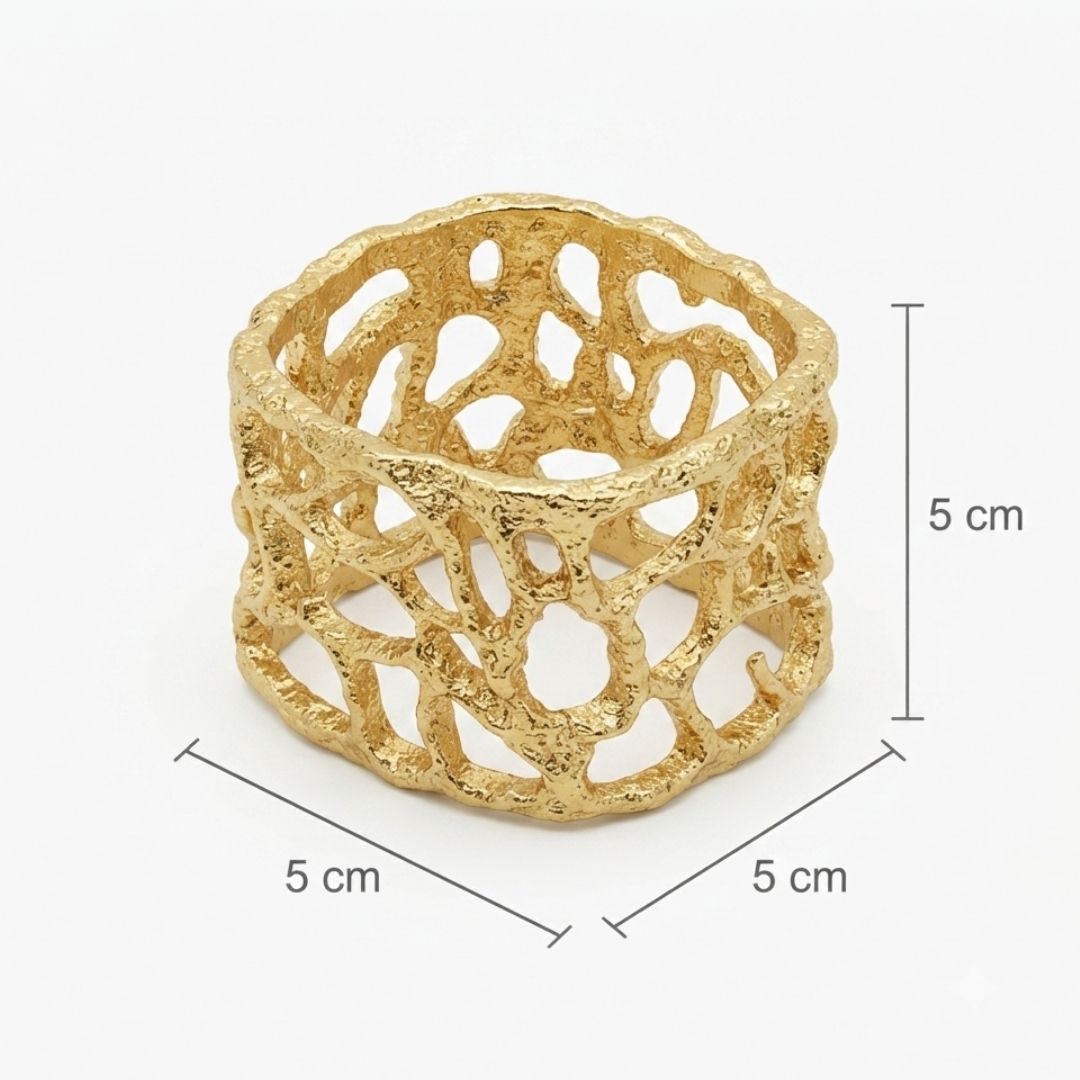Juego de anillos coral dorado