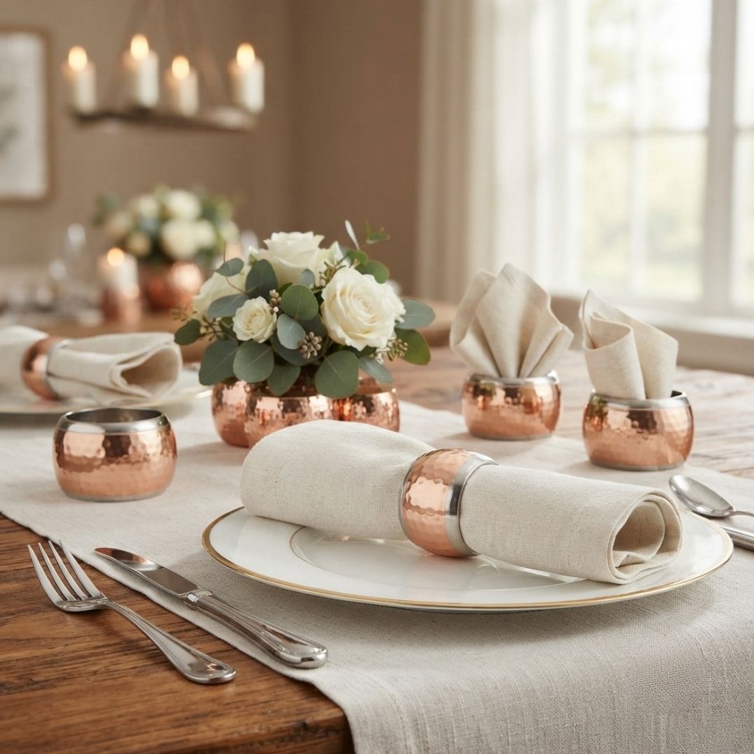 Juego de anillos rose gold para servilletas