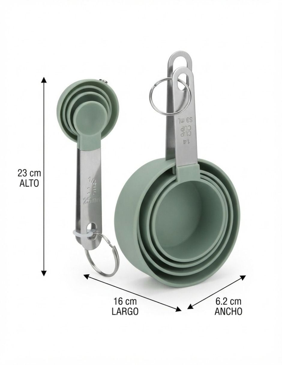 Set de 8 medidoras turquesa con metal