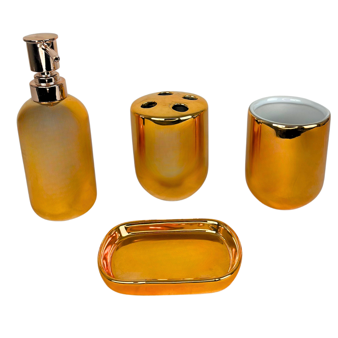 Set para baño 4 piezas dorado
