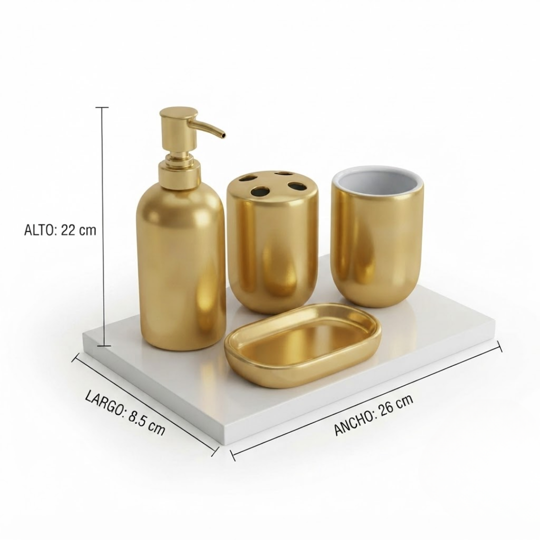 Set para baño 4 piezas dorado