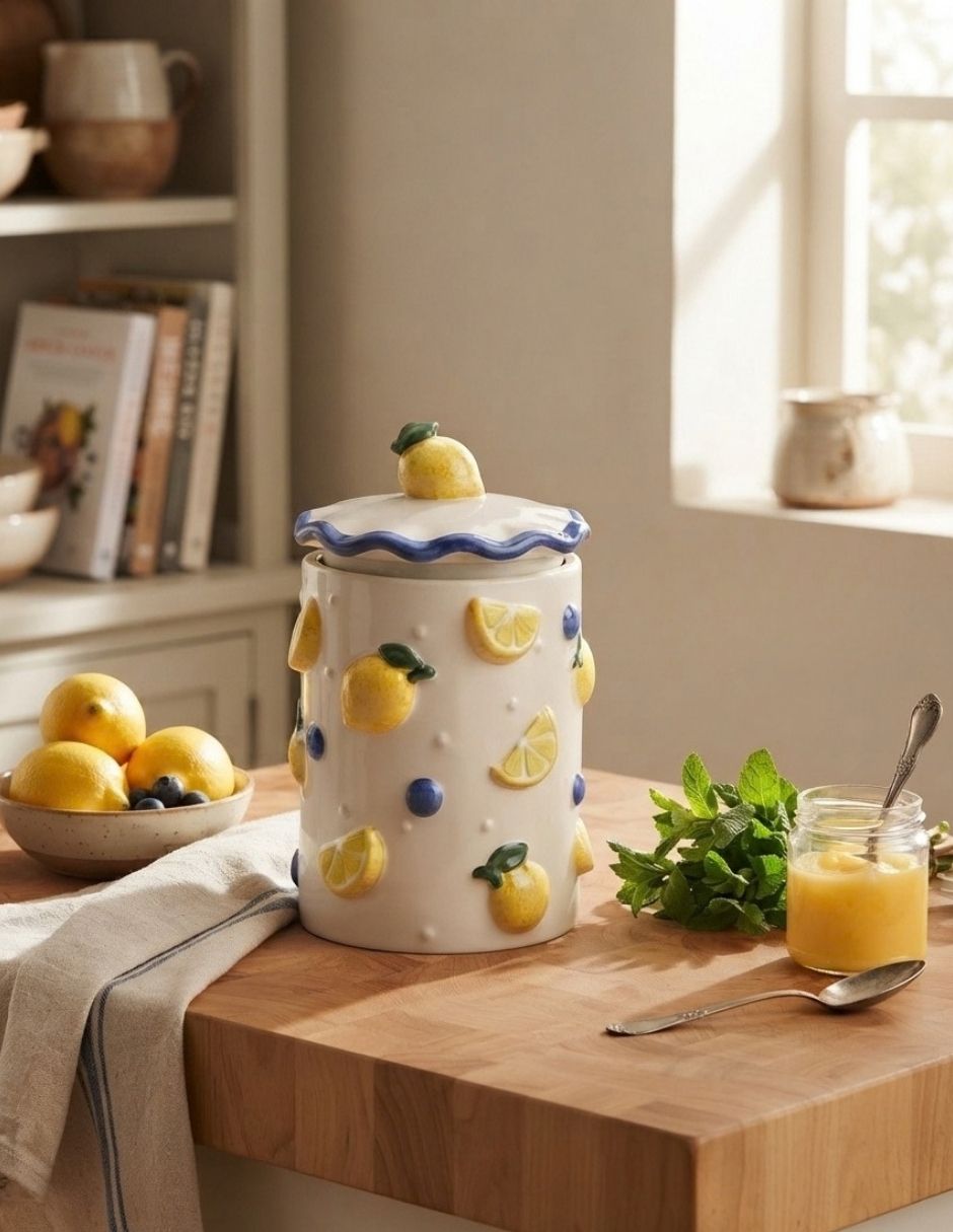 Recipiente de cerámica limones