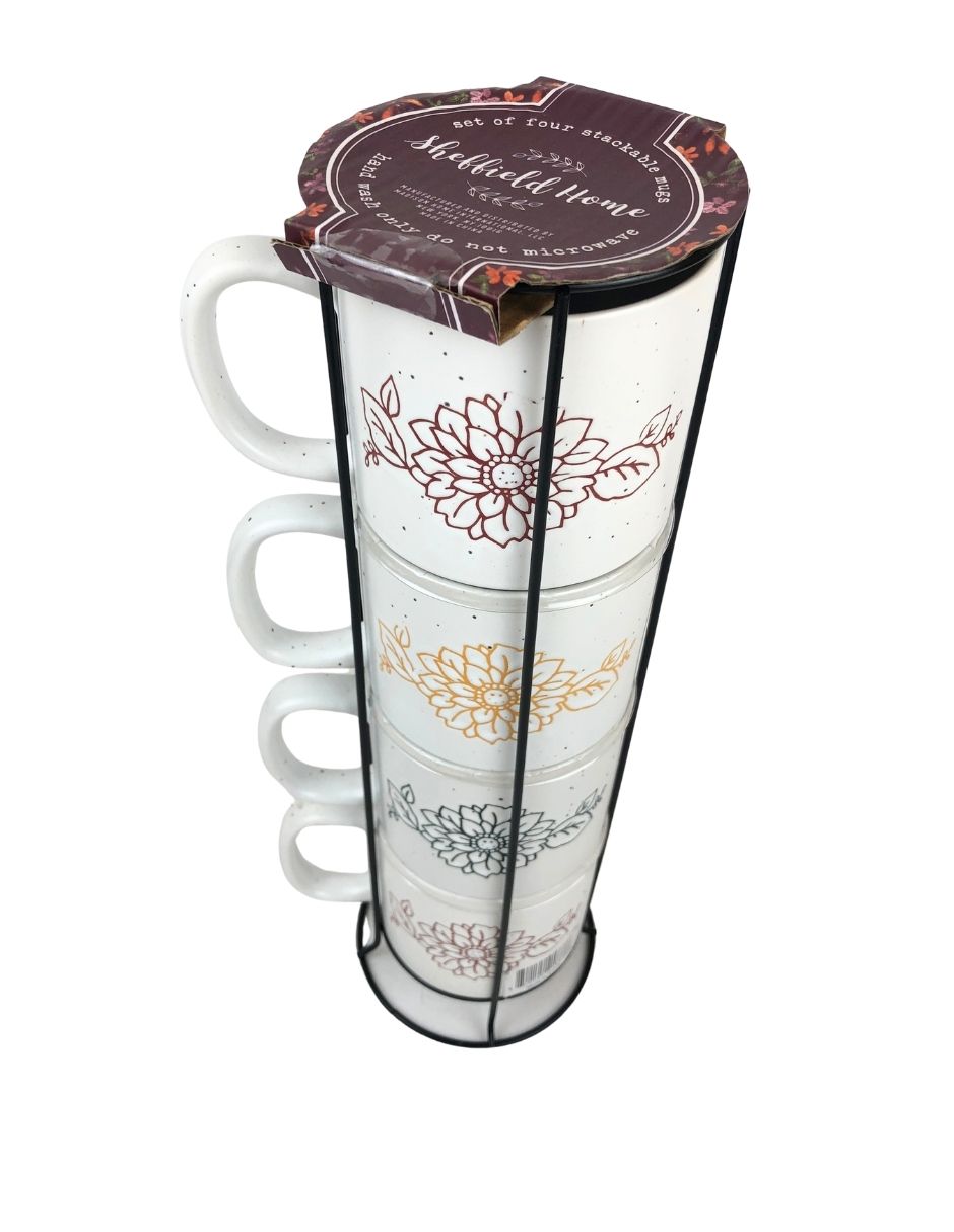 Set de 4 tazas diseño girasol