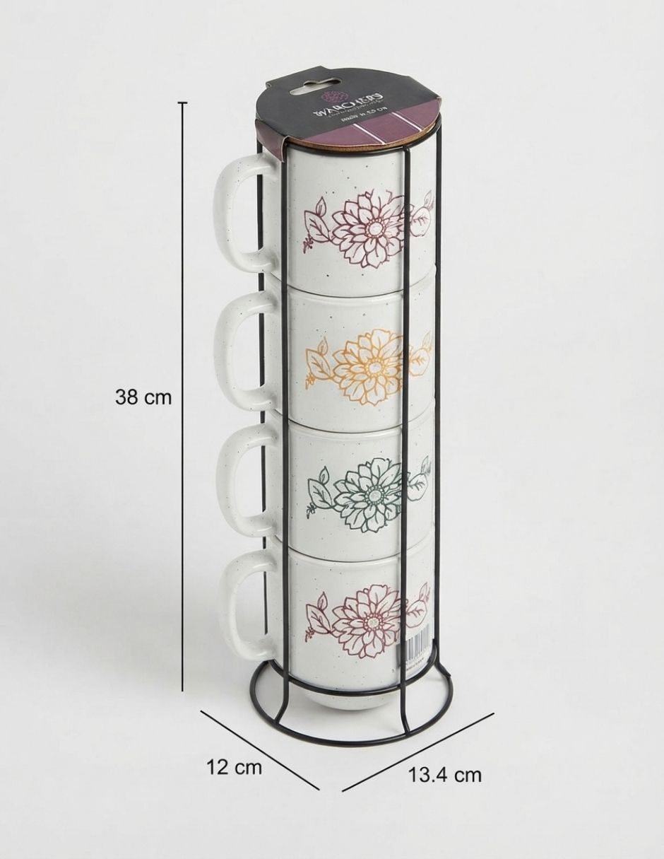 Set de 4 tazas diseño girasol