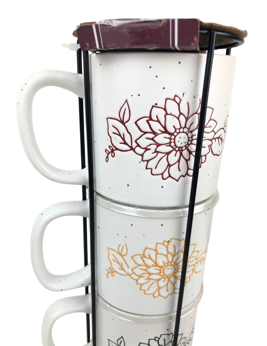 Set de 4 tazas diseño girasol