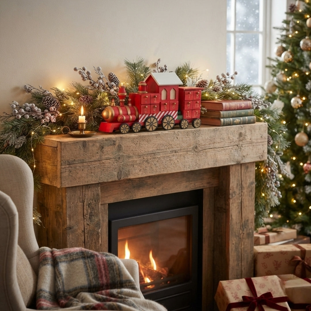 Calendario de adviento tren navideño