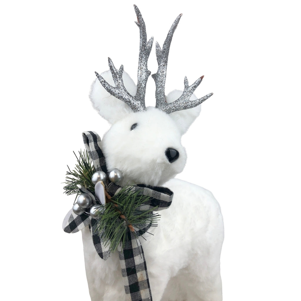 Figura decorativa navideña reno plateado 40cm