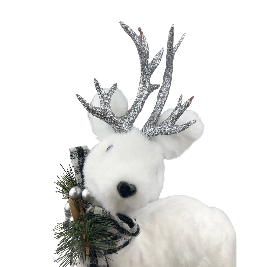 Figura decorativa navideña reno plateado 40cm