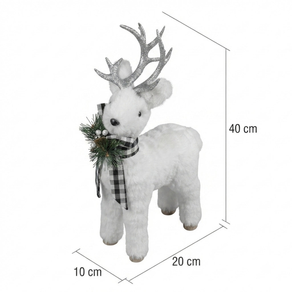 Figura decorativa navideña reno plateado 40cm