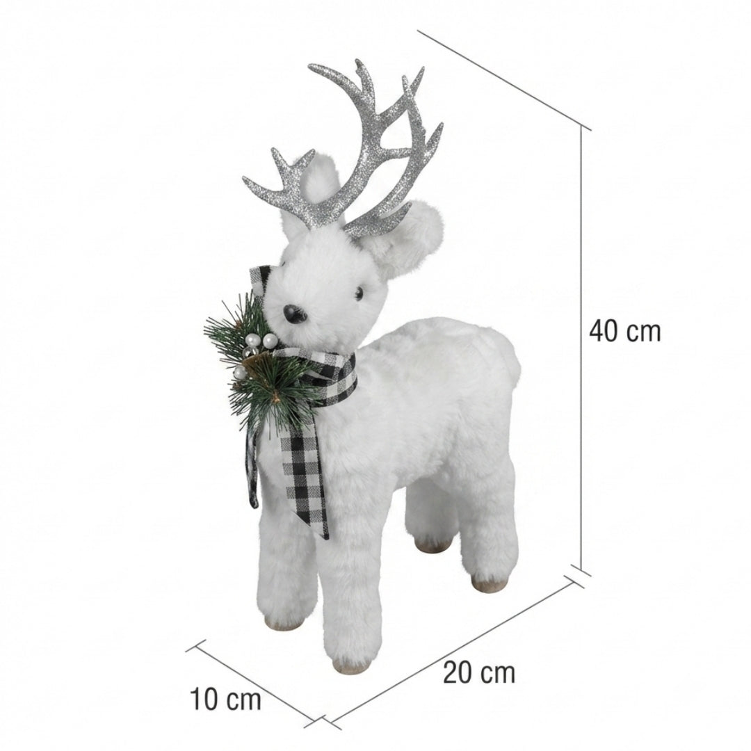 Figura decorativa navideña reno plateado 40cm