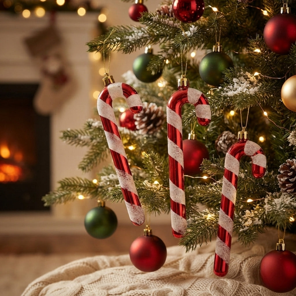 Juego de 4 adornos navideños caramelo