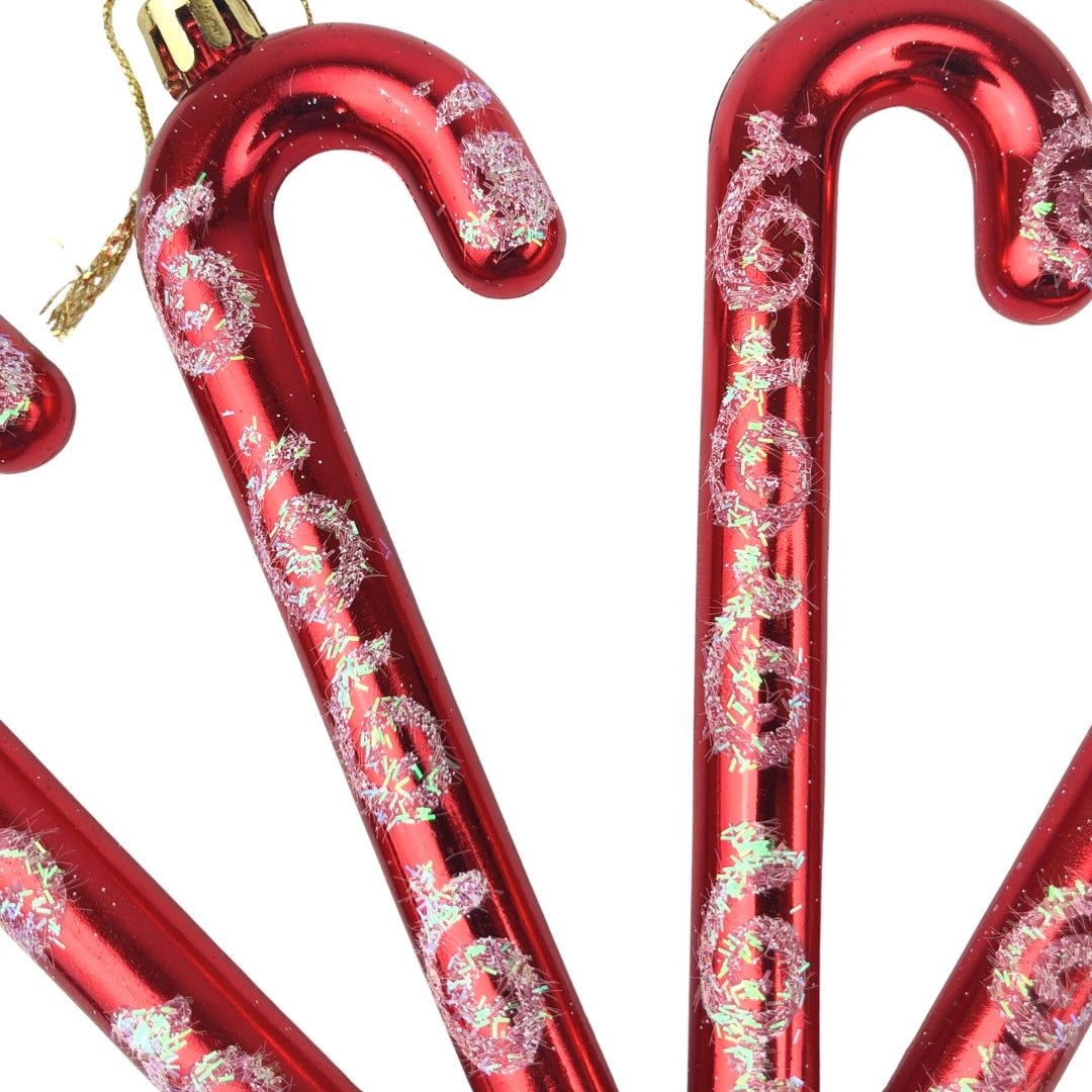 Juego de 4 adornos navideños caramelo espiral