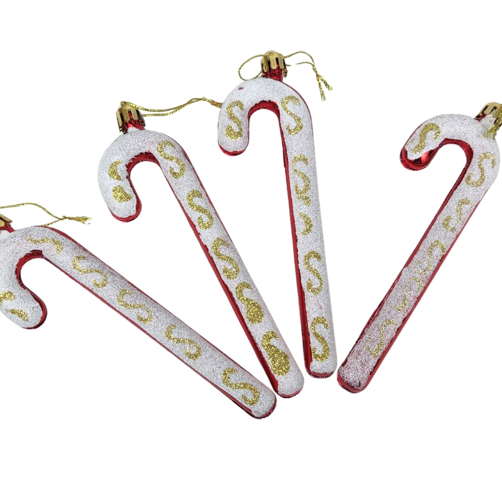 Juego de 4 adornos navideños caramelo blanco