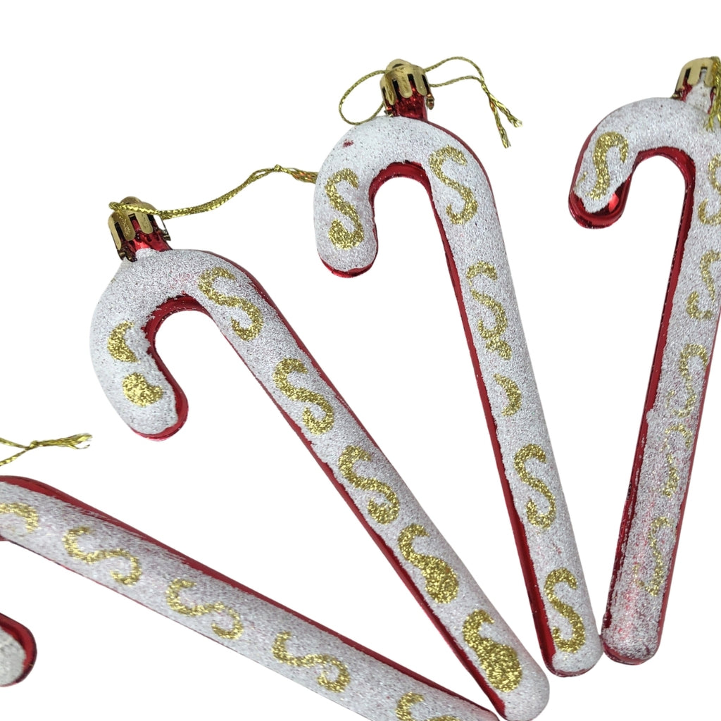 Juego de 4 adornos navideños caramelo blanco