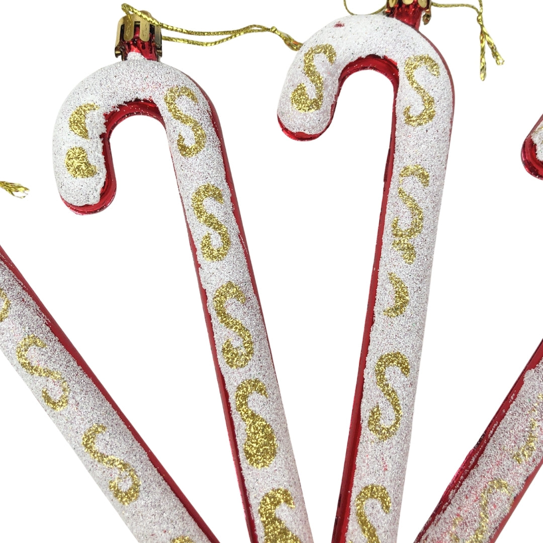 Juego de 4 adornos navideños caramelo blanco